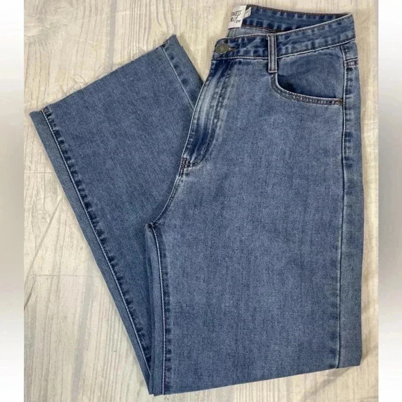 Princess Polly Boundless Denim Cut Raw Hem Blue Jeans Women’s Size 8 Classic - Picture 4 of 16